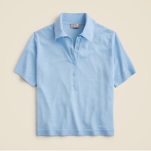 J.Crew Featherweight cashmere short-sleeve sweater-polo in Canary Blue, Size XS